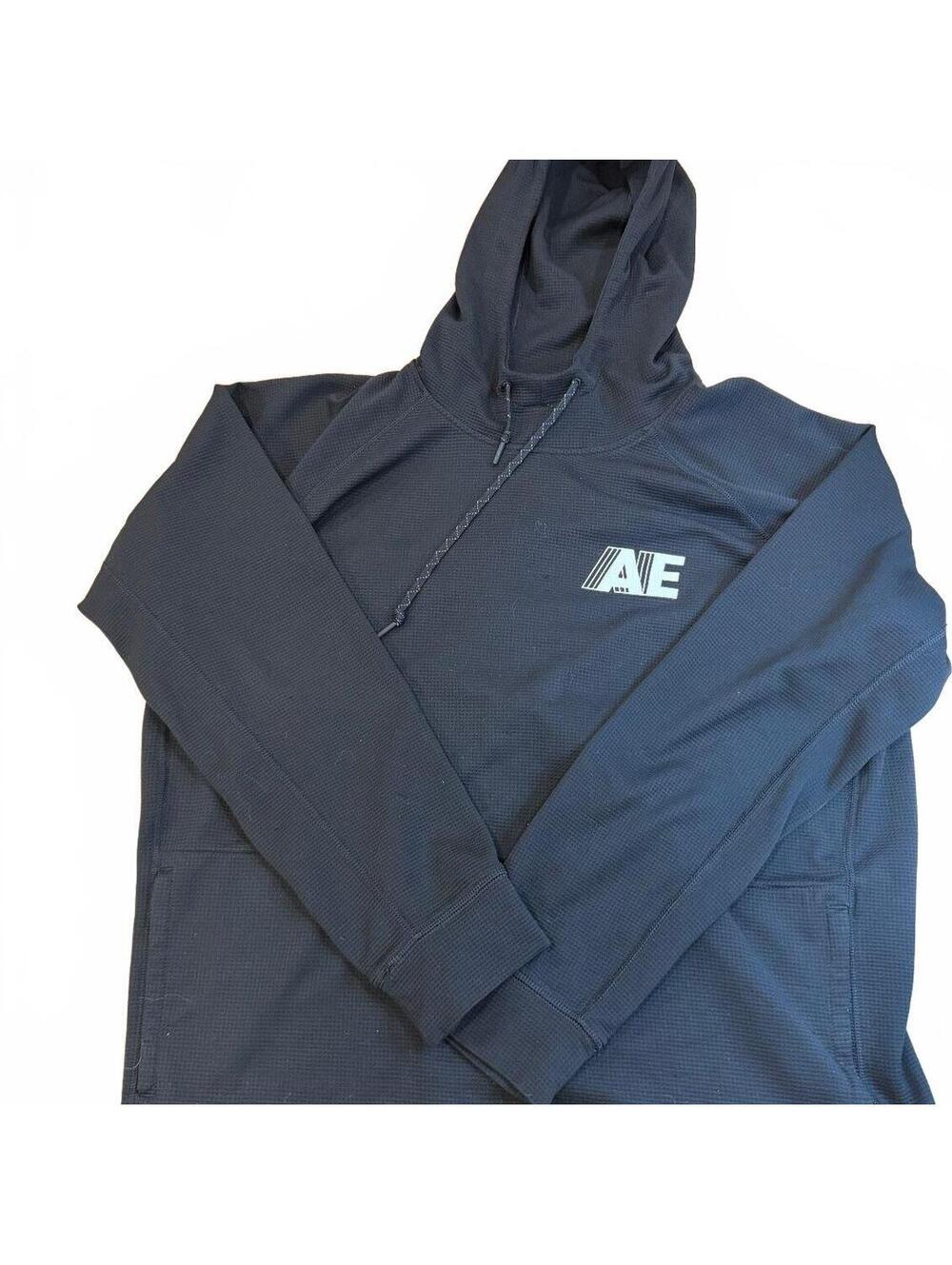 American Eagle AE Active Flex Mens XL Black Pullover Hoodie Logo Performance